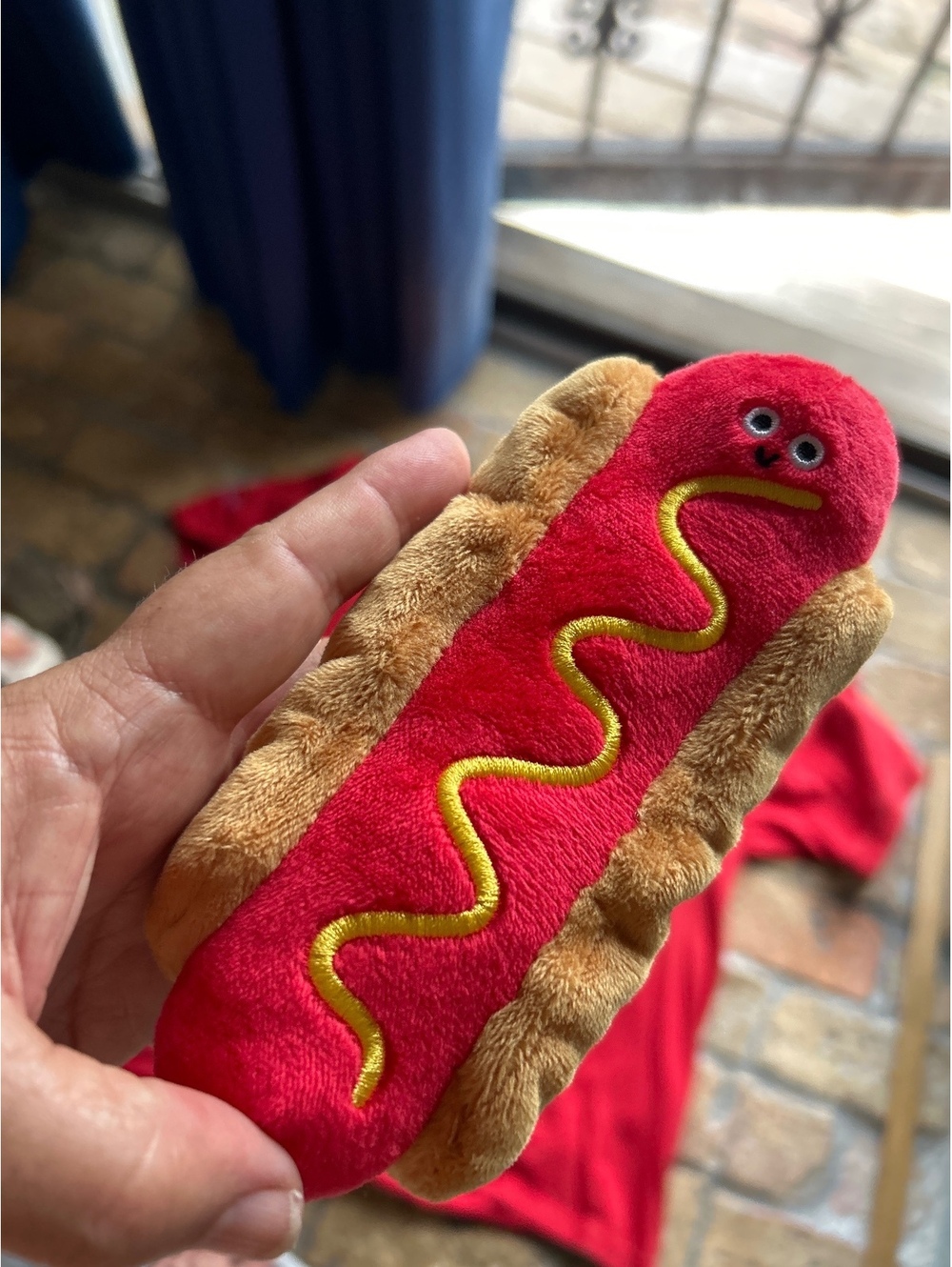 Plush Hot Dog Toy with Mustard Detail